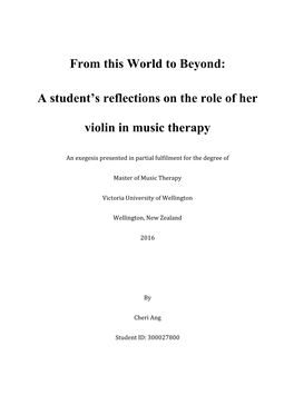 A Student's Reflections on the Role of Her Violin