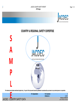 Country Safety Report 2015 SAMPLE-DR Congo