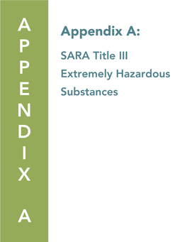 APPENDIX A: SARA Title III Extremely Hazardous Substances