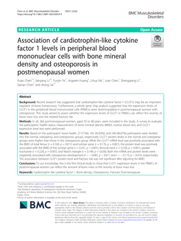 Association of Cardiotrophin-Like Cytokine Factor 1 Levels in Peripheral