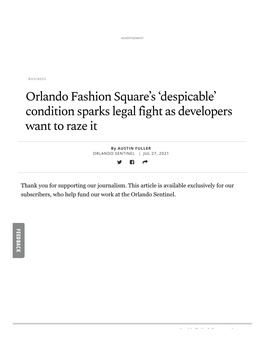 Orlando Fashion Square's 'Despicable' Condition Sparks Legal