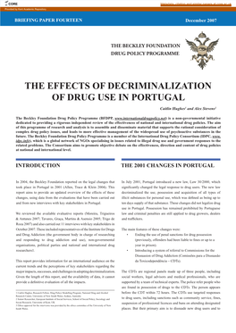 The Effects of Decriminalization of Drug Use in Portugal