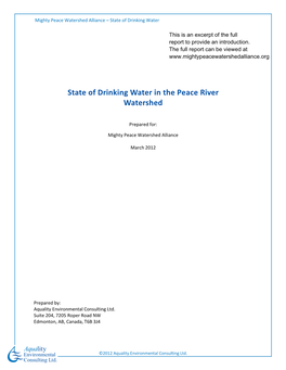 State of Drinking Water in the Peace River Watershed
