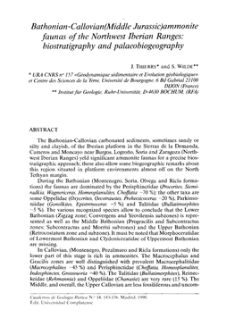 Callovian(Middle Jurassic)Ammonite Faunas of the Northwest Iberian Ranges: B Iostratigraphy and Palaeobiogeography