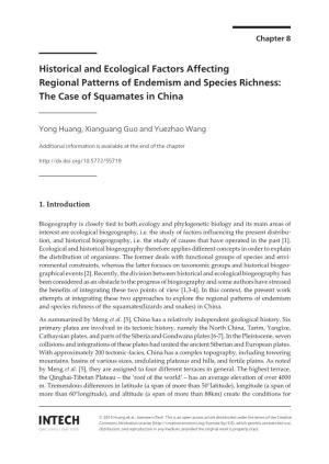 Historical and Ecological Factors Affecting Regional Patterns of Endemism and Species Richness: the Case of Squamates in China