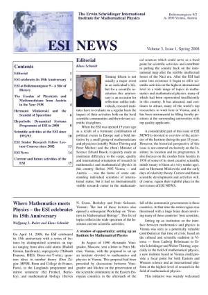 ESI NEWS Volume 3, Issue 1, Spring 2008