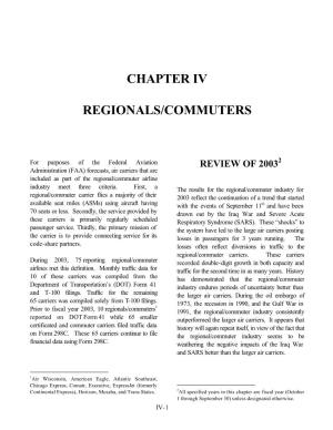 Chapter Iv Regionals/Commuters