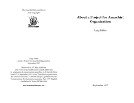 About a Project for Anarchist Organization
