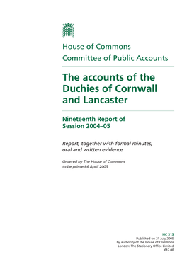 The Accounts of the Duchies of Cornwall and Lancaster