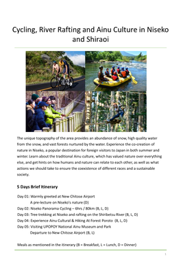 Cycling River Rafting and Ainu Culture in Niseko and Shiraoi.Pdf