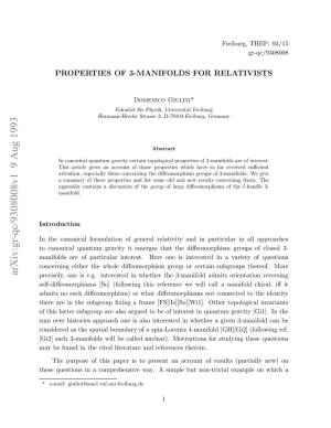 Properties of 3-Manifolds for Relativists