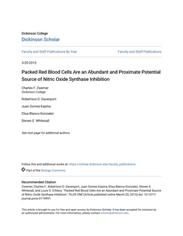 Packed Red Blood Cells Are an Abundant and Proximate Potential Source of Nitric Oxide Synthase Inhibition