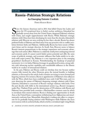 Russia–Pakistan Strategic Relations an Emerging Entente Cordiale