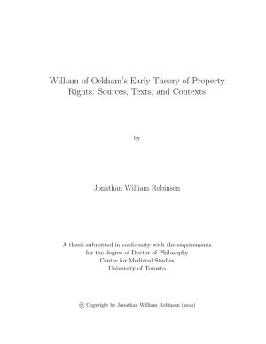 William of Ockham's Early Theory of Property Rights