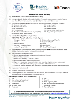 Dictation Instruction Sheet (Acute)