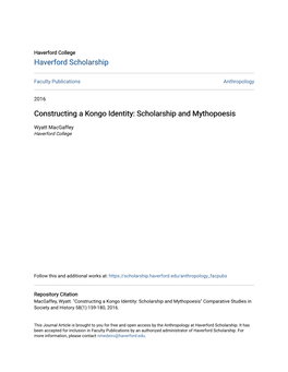 Constructing a Kongo Identity: Scholarship and Mythopoesis