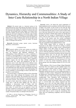 A Study of Inter Caste Relationship in a North Indian Village K