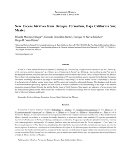 New Eocene Bivalves from Bateque Formation, Baja California Sur, Mexico