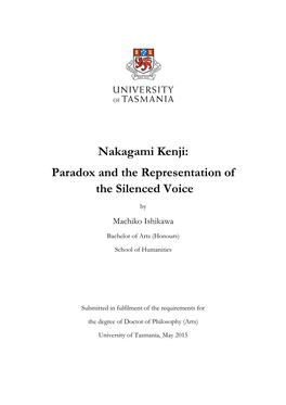 Nakagami Kenji: Paradox and the Representation of the Silenced Voice