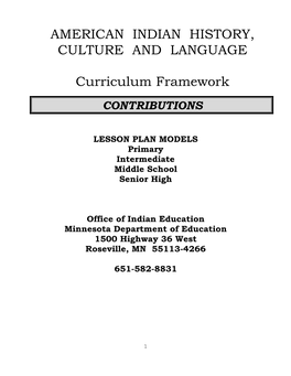 American Indian Contributions Curriculum
