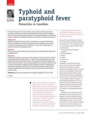 Typhoid and Paratyphoid Fever – Prevention in Travellers