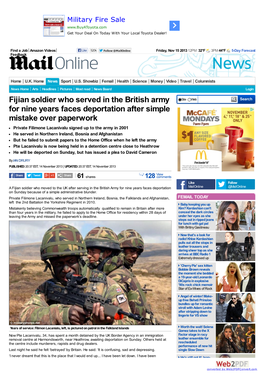 Fijian Soldier Who Served in the British Army for Nine Years Faces