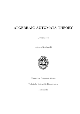 Algebraic Automata Theory