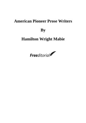American Pioneer Prose Writers