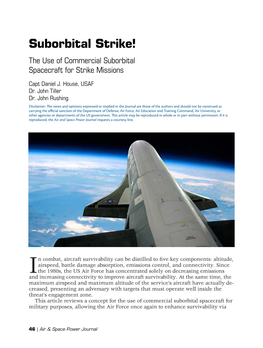 Suborbital Strike! the Use of Commercial Suborbital Spacecraft for Strike Missions