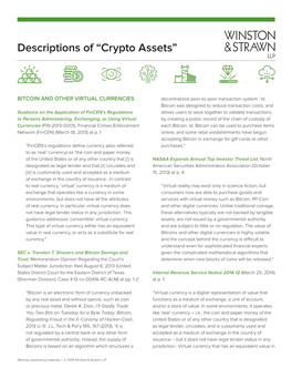 Descriptions of “Crypto Assets”