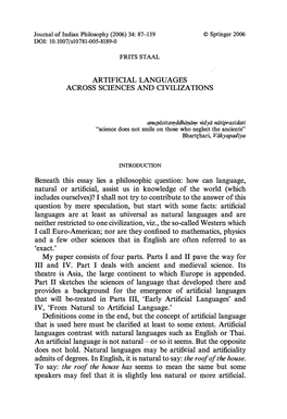 Artificial Languages Across Sciences and Civilizations
