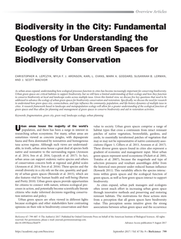 Fundamental Questions for Understanding the Ecology of Urban Green Spaces for Biodiversity Conservation