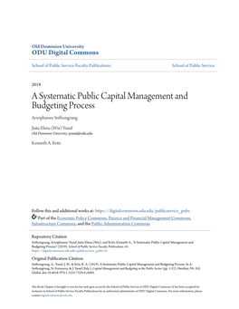 A Systematic Public Capital Management and Budgeting Process Arwiphawee Srithongrung