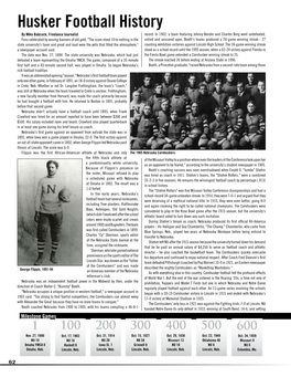 Husker Football History by Mike Babcock, Freelance Journalist Record