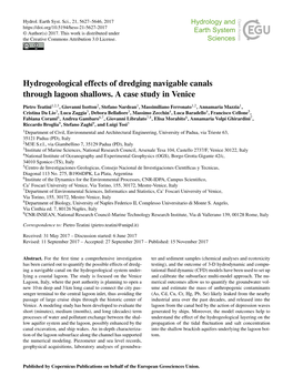 Hydrogeological Effects of Dredging Navigable Canals Through Lagoon Shallows