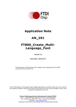Application Note an 291 FT800 Create Multi- Language Font