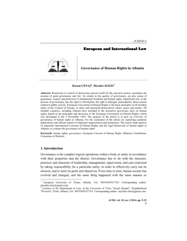 Euro European and International Law National