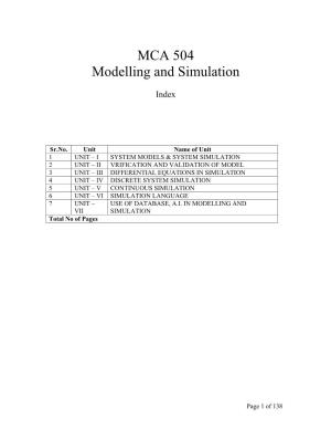 MCA 504 Modelling and Simulation