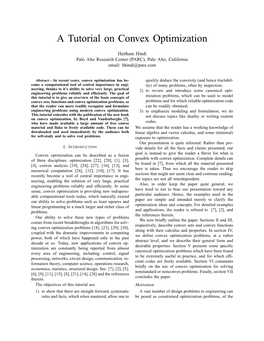 A Tutorial on Convex Optimization