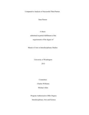 Comparative Analysis of Successful Third Parties Sean Panzer a Thesis