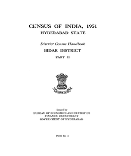 District Census Handbook, Bidar, Part II