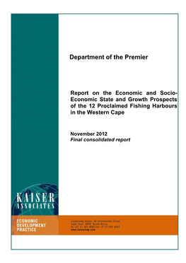 Economic State and Growth Prospects of the 12 Proclaimed Fishing Harbours in the Western Cape