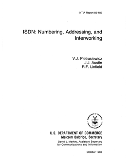 ISDN: Numbering, Addressing, and Interworking