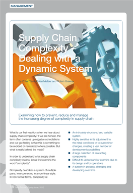 Supply Chain Complexity – Dealing with a Dynamic System