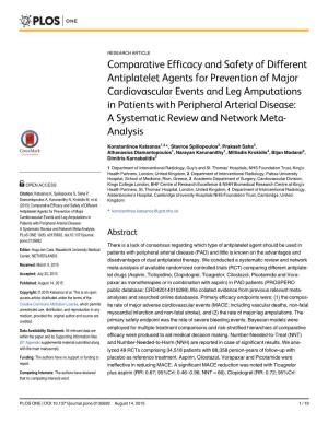 Comparative Efficacy and Safety of Different Antiplatelet Agents For