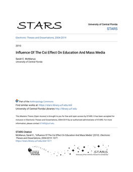 Influence of the Csi Effect on Education and Mass Media