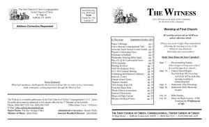 The Witness Is a Monthly Publication of the First Church of Christ, Congregational, U.C.C