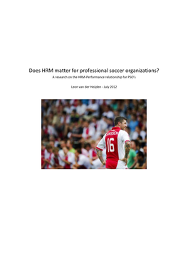 Does HRM Matter for Professional Soccer Organizations? a Research on the HRM-Performance Relationship for PSO’S