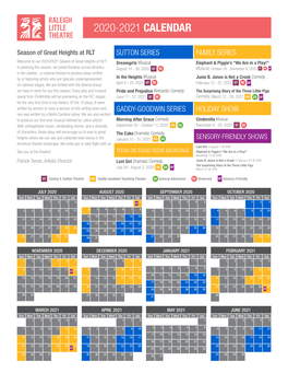 2020-2021 Season Calendar