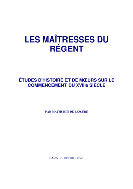 Les Maîtresses Du Régent